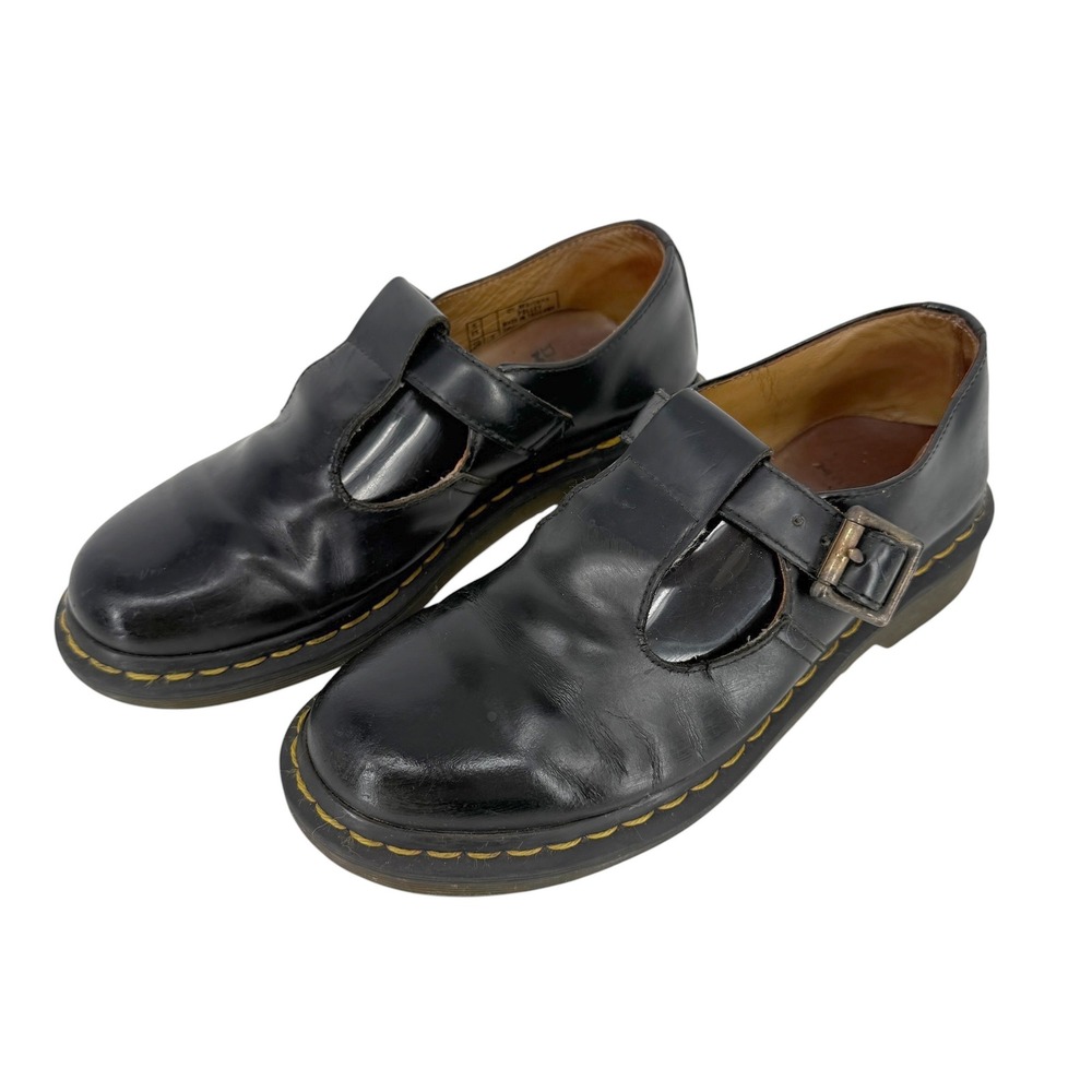Dr. Martens Polley T Strap Mary Jane Shoes Womens 7 US Black Leather